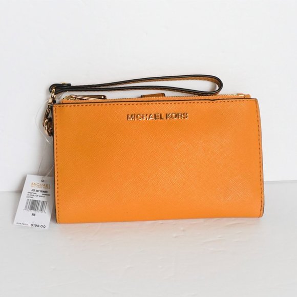 Michael Kors Jet Set Double Zip Wristlet Yellow - Picture 1 of 7